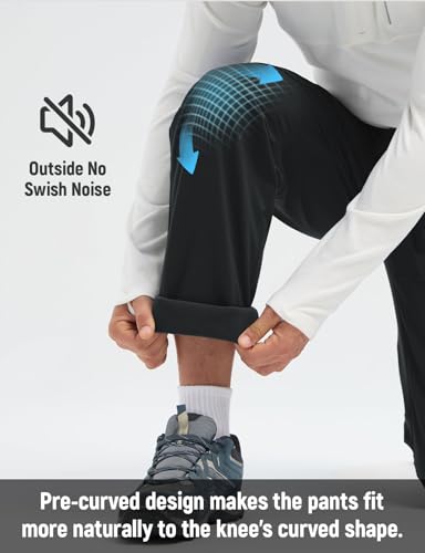 baleaf Wanderhose Herren Thermohose Softshellhose Wasserabweisend Cargohose Outdoorhose Trekkinghose Skihose MTB Hose Lang Fahrradhose Winter Schwarz XL
