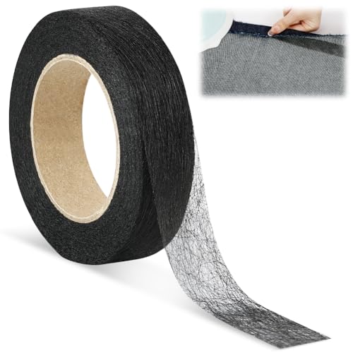 AOOSA 1 Rollo Cinta Dobladillo Plancha, 30 Metros x 2 CM, Reparación de Dobladillo sin Coser, Cinta para Cortinas, Bajo Pantalón, Ropa, Vestidos - Negro