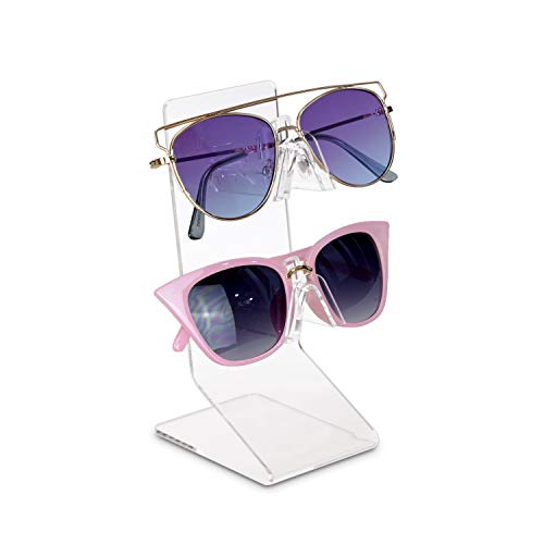 MOOCA Premium Acrylic Sunglasses and Eyeglasses Display Stand Rack, Sunglass Holder, Eyewear Organizer Holder, Eyeglass Stand, Fit for All Glass Sizes, 2 Frames