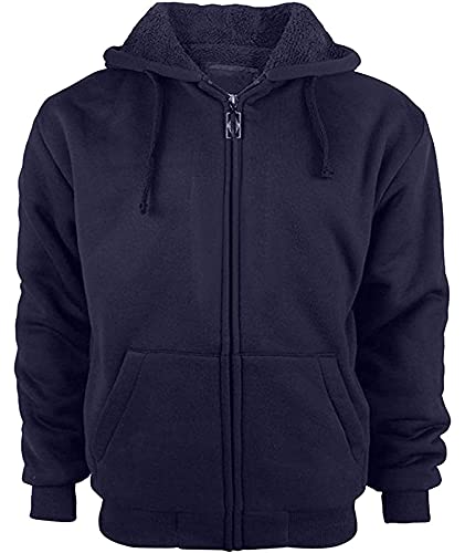 Igeekwell Hoodies For Men Full Zip Up Heavyweight Sweatshirt - Sherpa Lined Winter Jacket, Navy, S #TOP9