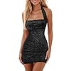 oten Women's Sexy Halter Backless Ruched Bodycon Mini Dress Short Homecoming Club Party Night Out Dresses