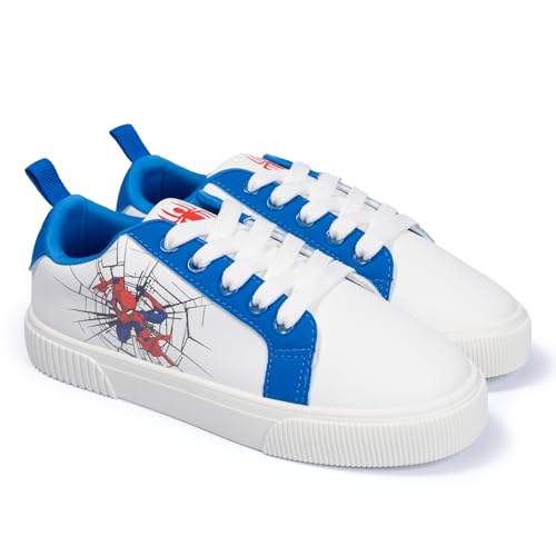 Marvel Spider-Man Toddler Boys Sneakers Official Spiderman Kids Tennis Shoes Lightweight Lace Up Casual Spidey Sneakers for Toddler & Little Kids Comfortable School & Play Shoes White