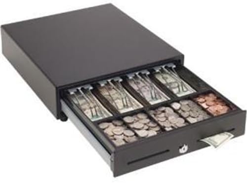 Mmf Cash Drawer MMF-VAL1416E-04 MMF Val-U Line Electronic Cash Drawer, 4 Bill/5 Coin Till, Printer-Driven, 14" W x 16" D x 3.5" H, 24 V, Black