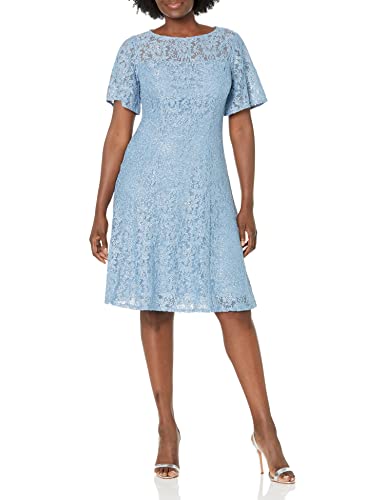 Image of S.L. Fashions Womens Stretch V-Neck Tea Length Dress