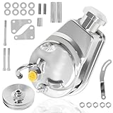 Power Steering Pump Saginaw Chrome Pump - Includes Pulley Double Groove V-belt 5-7/8