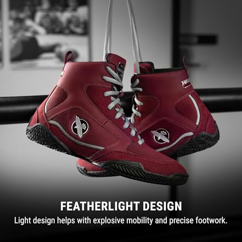 Image of Hayabusa Pro Boxing Lightweight Shoes - Garnet /Grey, 5.5 | Boxing Shoes for Men and Women, Wrestling Shoes, Boxing Boots, Cross Training Shoes, Boxing Shoes Women,Boxing Training Shoes