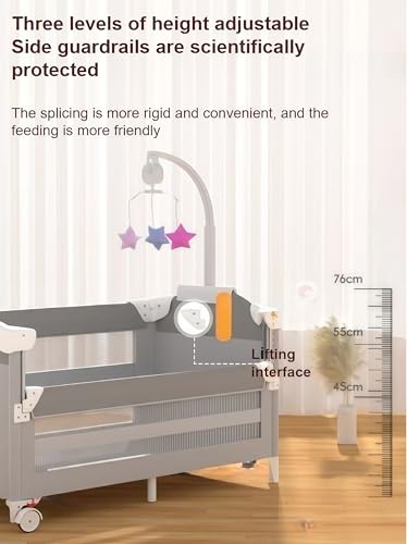Nine point nine Cuna de Viaje con Cambiador, Cómodo y Resistente Cuna de Viaje Bebe con Colchon, Altura Ajustable Travel Cot, Plegable y Móvil Parque Cunas Bebe (6602 Grey Without Net) - imagen 5