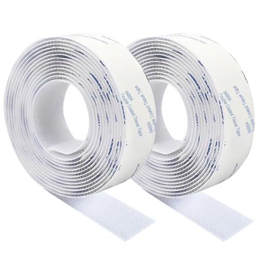 Feltro Adesivo Extra Forte,Nastro Biadesivo Bianco In Nylon Impermeabile Strappo Adesivo Lunghezza 3m Larghezza 2cm Per Foto Tappetini Cuscini E Abbigliament