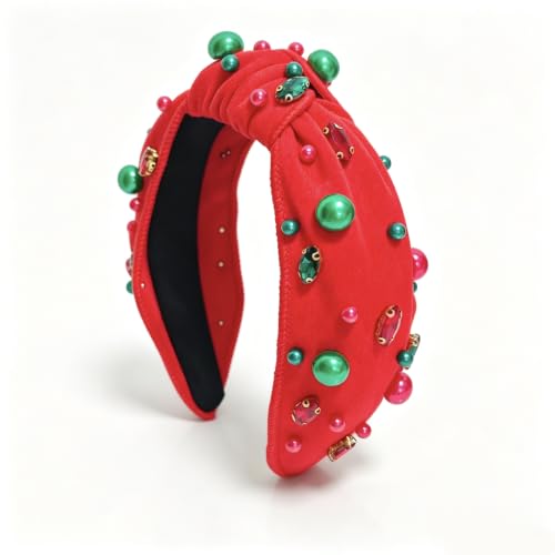 Red Christmas Wide Knotted Headband for Women Elegant Party Accessory