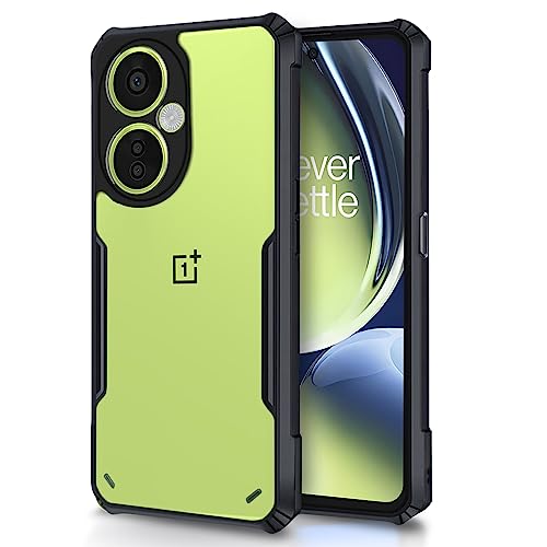 Image of Outlouders Back Cover for OnePlus Nord Ce 3 Lite 5G | Ultra Hybrid Transparent | Full Camera Protection | Raised Edge | Crystal Clear Bumper Case(Black)