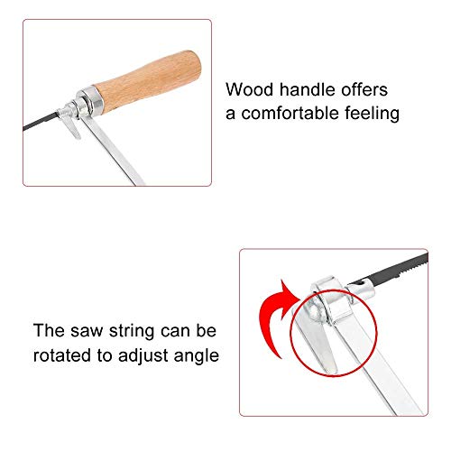 Laubsäge Inkl. 5 Sägeblätter Für Metall Und Holz, Laubsäge Set Laubsägeblätter, Verchromter Stahlrahmen, Ergonomischer Handgriff Multifunktionssäge Hand-Bügelsäge