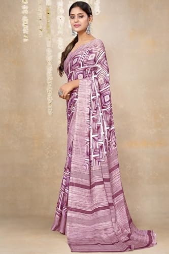 Image of MIRCHI FASHION Saree for Woman Chiffon Madhubani Print | Breathable Comfortable Printed Saree for Office and Regular Use (Available in 15 Designs)