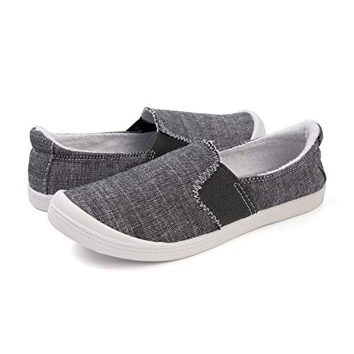 Image of FUNKYMONKEY Slip-On Canvas Sneakers for Women, Comfortable Lightweight Lace-Up Flat Casual Tennis Shoes Breathable Walking Shoes for Everyday Wear
