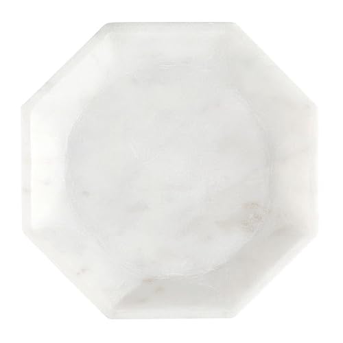 47th & Main Marble Vanity Tray Hexagon Shaped Decorative Tray for Home Décor, Small, White