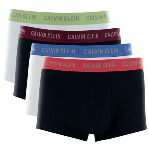 Calvin Klein Kit 4 Cuecas Low Rise Trunk Boxer Masculina Original, 2 Pretas - 2 Brancas, G