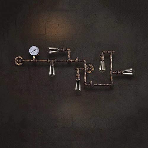 N/C RéTro Balcon CréAtif Applique Murale Personnalité American Restaurant Bar Applique Murale Industrielle Tuyau d'eau Lampe Murale [Niveau D'éNergie A ++],Bronze