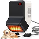 Dog House Heater With Thermostat,Pet Heater With Safe Overheat Protection And 6FT Anti Chew Cord,2 Heating Mode (600/300W) Pet Warmer Suitable For Dogs Chicken Coops Rabbits