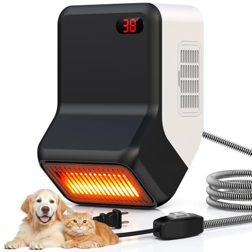 Dog House Heater With Thermostat,Pet Heater With Safe Overheat Protection And 6FT Anti Chew Cord,2 Heating Mode (600/300W) Pet Warmer Suitable For Dogs Chicken Coops Rabbits