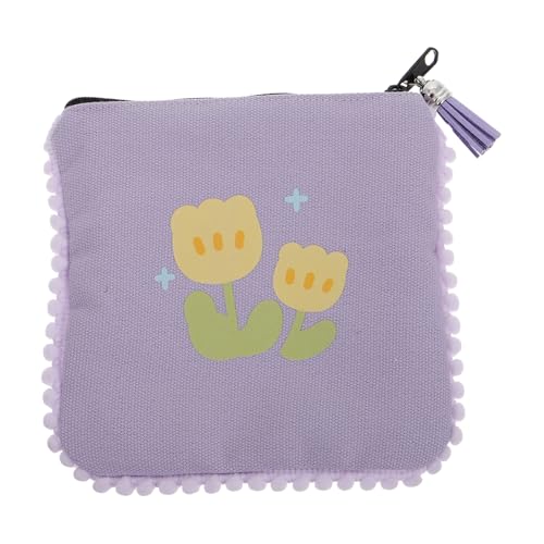 FRCOLOR Monedero con Borla Dama Moneda Monedero De Lona Cartera Chica Pequeño Dibujos Animados Portátil Monedero Monedero De Señora Monederos De Lona para Mujer Violet Lienzo