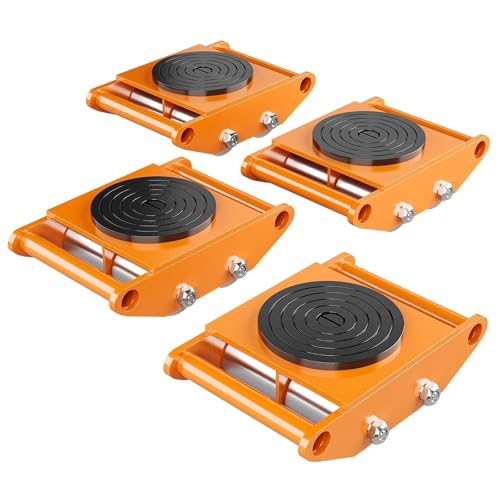 12T/4PCS Machine Skate,Heavy Duty 26455LBS Machinery Skate Dolly, Machinery Moving Skate Dolly with 360° Rotation Cap and Directional Rollers, for Industrial Warehouse Moving Equipment, Orange