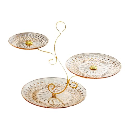 KESOTO Peque de Postres Placa de 3 Niveles Bandeja de Bandeja Buffet de Cupcakes de Cupcake de Frutas Secas para El Banquete de La Cocina de Boda Festival, MarrÓn, Individual