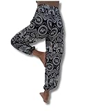 Zenwear leichte Yogahose Damen mit Tasche Gemustert mit Elefanten OneSize Freizeithose Unisex Sommer Festival