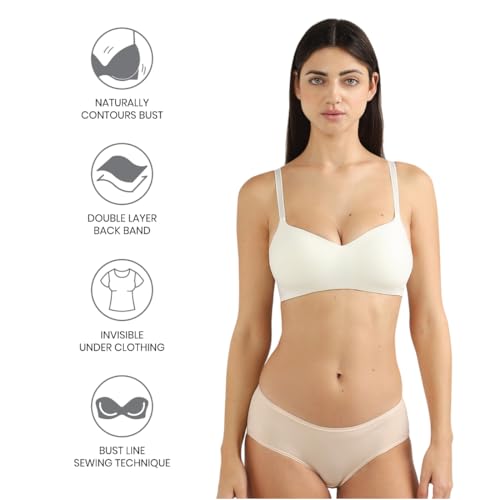 Image of WACOAL Women's Basic Mold |Padded|Non-Wired |3 /4th Cup|Everyday Wear|Seamless|T-Shirt Bra