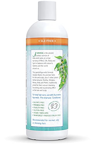 Auromere Ayurvedic Shampoo, Neem + 5 - Vegan, Cruelty Free, Non-Gmo, Natural, Gluten Free, Sulfate Free, Paraben Free For Normal To Oily Hair (16 Fl Oz), 1 Pack #TOP1