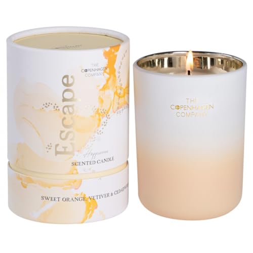 Luxury Scented Candle Gifts for Women | Aromatherapy Natural Wax Blend | 45 Hours Burn time | The Copenhagen Company - Sweet Orange, Vetiver & Cedarwood (7oz)