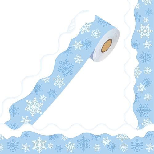 69 Feet Winter Snowflake Bulletin Board Borders,Scalloped Borders...