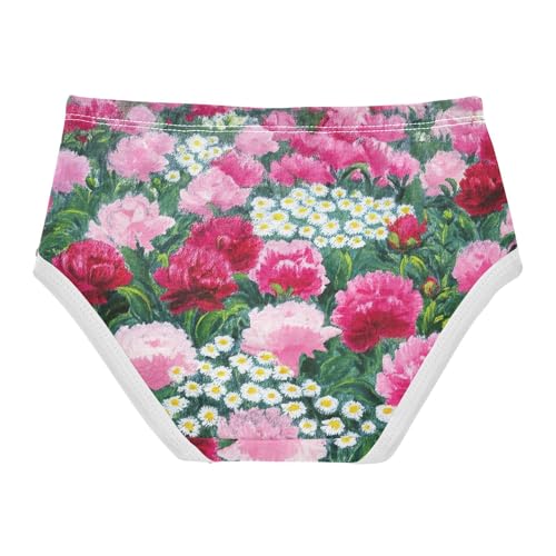 Stylish Girls Underwear Toddler 2t Cotton Little Girl Panties Red Pink Peonies White Daisies Briefs Underpants2