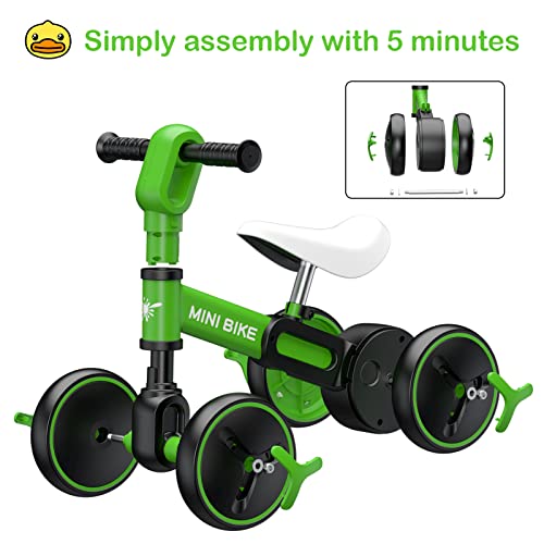 Baby Balance Bike For 1 Year Old Boys Girls, 12-36 Months Riding Toys Toddler Bike With Adjustable Seat, No Pedal Infant 4 Wheels Bicycle, Baby's First Bike First Birthday Gift Christmas #TOP3
