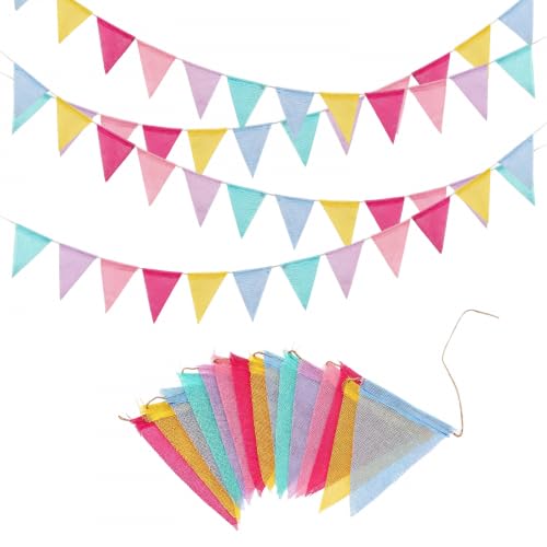 Elovara 4PCS Fabric Bunting, Triangle Garland for Room Celebration Supplies