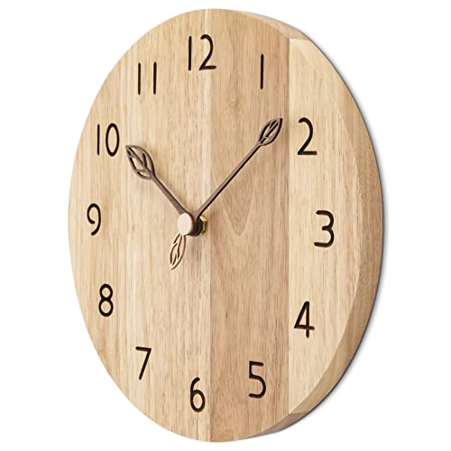 VIVILINEN Reloj de Pared de Madera de 30 cm Silencioso, Estilo Moderno Sin Marco, para Cocina, Salon, Oficina, Dormitorio - imagen 2