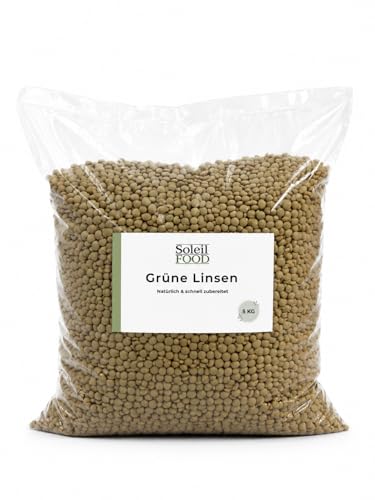 SoleilFOOD Grüne Linsen 5 kg Green Lentil Mercimek Tellerlinsen