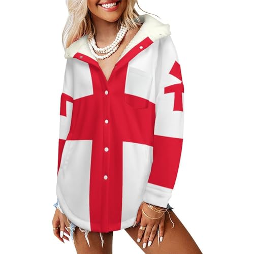 Hoodies sweatshirt femme drapeau géorgien veste polaire chaude hiver à manches longues
