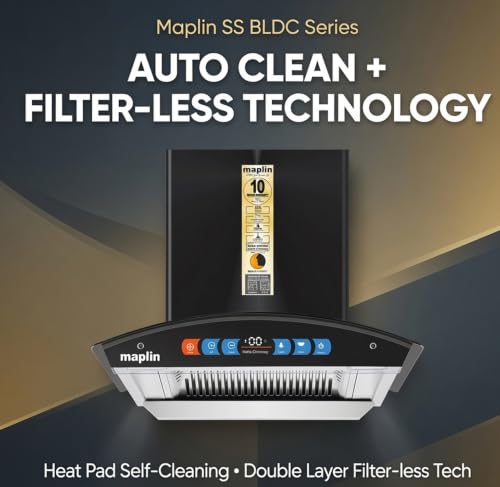 Image of Filterless Kitchen Chimney Model Regalia in 60 cm with BLDC Motor, DUCTLESS, Auto Clean Filterless, Voice Control (Black)
