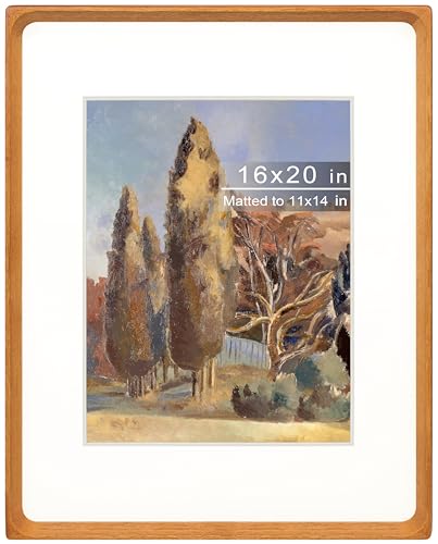 Gdfmsc 16x20 Picture Frame with Mat for 11x14, Natural Teak