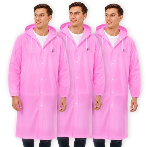 Image of Reusable EVA Hooded Raincoat| Transparent Waterproof Rain Wear for Men & Women | Elastic Full Sleeves | Front Button Design | Knee Length Free size