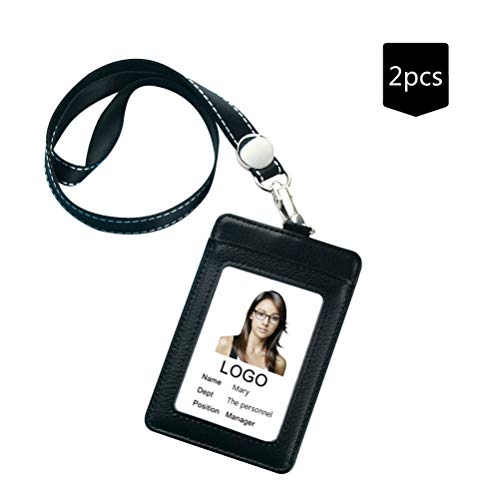 Buy VISUO BEST ID Badge Holders Leather ID Card Holder with Detachable