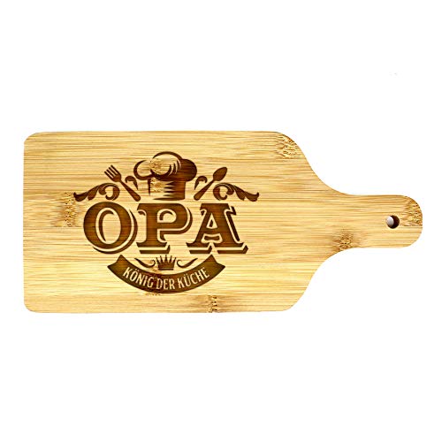 power gift OPA Küchenbrett 26,5x12x1cm. Servierbrett. Bambusschneidebrett geölt. Fleisch-, Käse- und Gemüseschneidebrett. Robust und langlebig. Praktisches Geschenk mit Spruch für jeden Anlass Cover