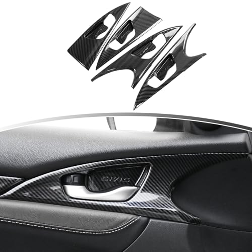 YINGTUU for Honda Civic Accessories 10th Gen 2016 2017 2018 2019 2020 2021 Inner Door Bowl Cover Interior Protection Decals NOT for Hatchback Carbon Fiber