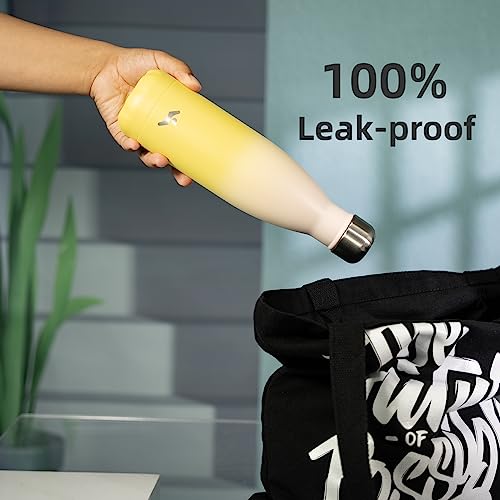 Image of Konokyo Insulated Water Bottles,17 oz Double Wall Stainless Steel Vacumm Metal Flask for Sports Travel,Lemon