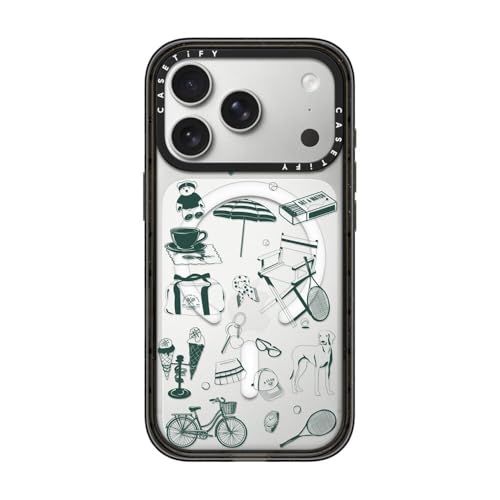 CASETiFY �C���p�N�giPhone 17 Pro �P�[�X [MagSafe�Ή�/���^ �y��/�ϏՌ�] - Cafe Club Illustrations - �N���A �u���b�N