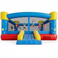 Warmiehomy Large Bouncy Castle with Slide for Kids Age 3-8, 14.7 x 14.7 x 7.15ft Indoor Outdoor Bounce House with Basketball Hoop,Throw Ball Game for Garden Park Backyard Birthday Gift, Holds 6 Kids