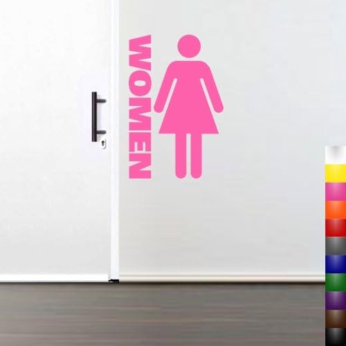 Pink Large 30" Women's Room Bathroom Restroom Sign Wall Decal