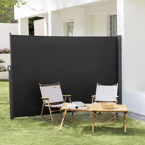 HOMEDEMO Retractable Side Awning 146' x 71' Charcoal Gray, Privacy Screen Protection Awning...
