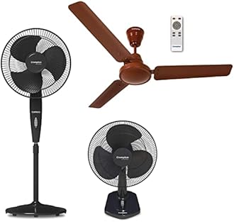 Crompton Highspeed Torpedo 400 Mm Pedestal Fan&Energion Hs 1200 Mm (48 Inch) Energy Efficient Ceiling Fan With Remote (Brown) Highspeed Torpedo 400 Mm Table Fan, 5 Stars