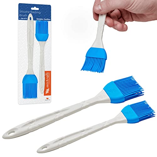 M Kitchen World Silicone Pastry Brush For Cooking 2 Pieces - Rubber Basting Brush With Grid, Kitchen Brushes Utensils For Food Sauce Butter Oil Bbq Spreading - Blue #TOP9