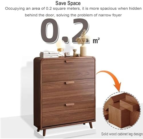 Tall Rattan Sideboard Narrow Large Black Rack Shoes Cover Drawer Layer Handmade Natural Flip,Slim Wood Shoe Storage Cabinet with Flip Drawers and Adjustable Dividers Freestanding Shoe Rack f